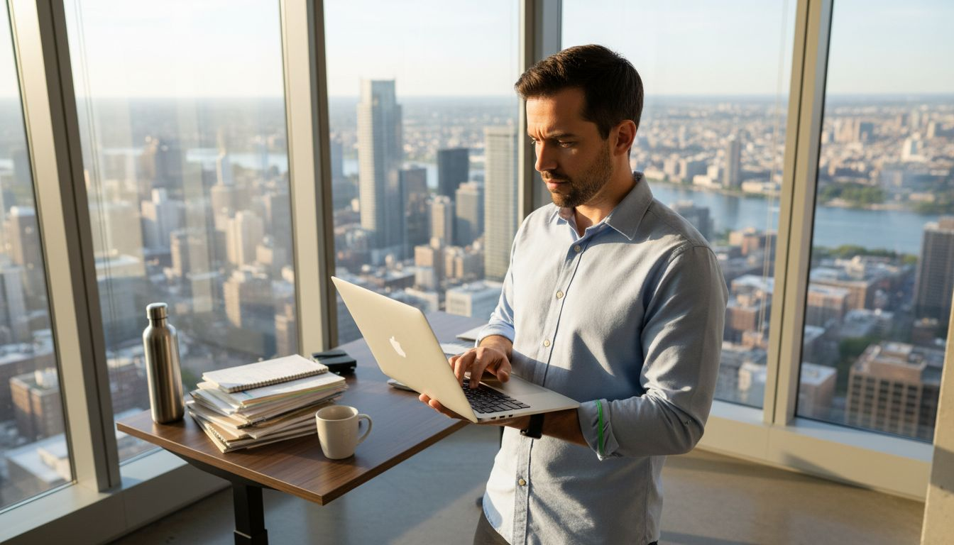 Urban professional in modern shirt in office setting