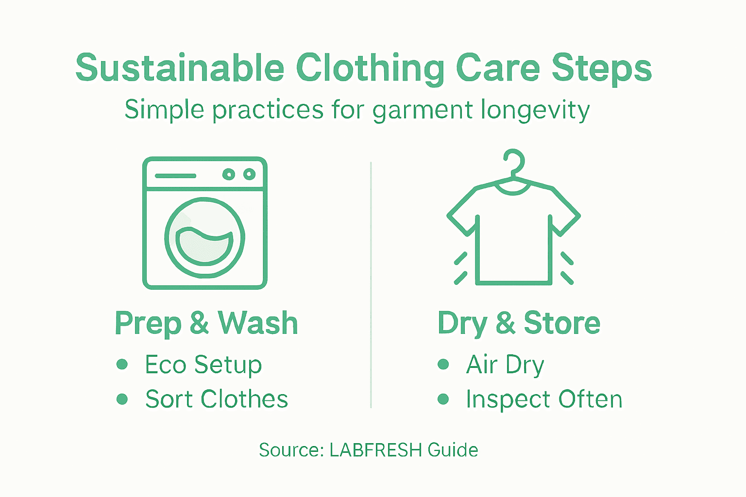 Infographic showing sustainable clothing care steps