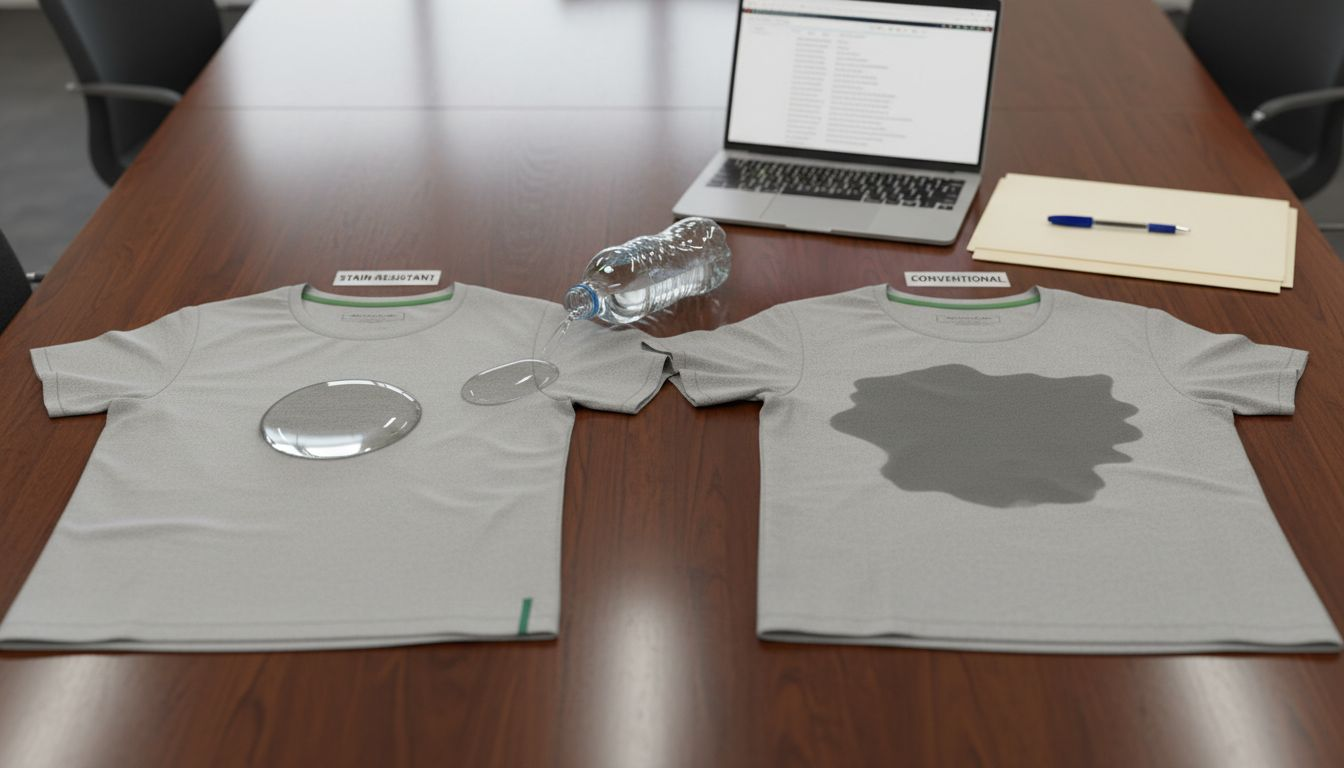 Stain-resistant and conventional shirts water spill test