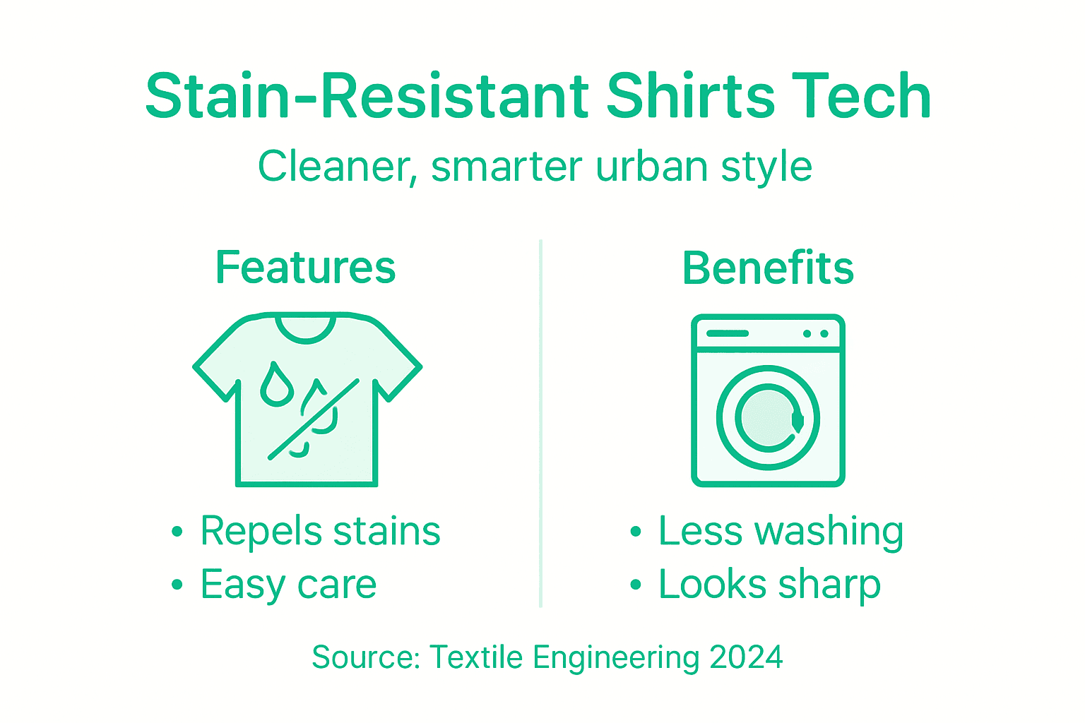 Infographic on stain-resistant shirt features and benefits