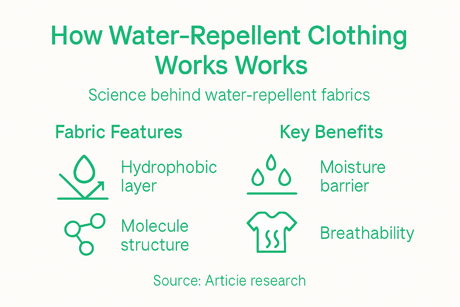 Infographic on water-repellent fabric science and benefits