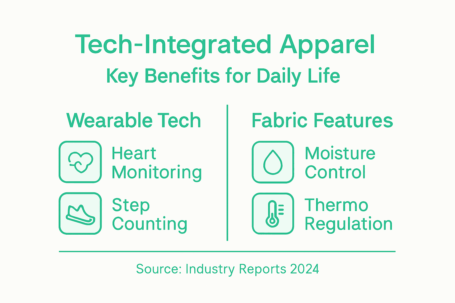 Infographic key features tech-integrated apparel