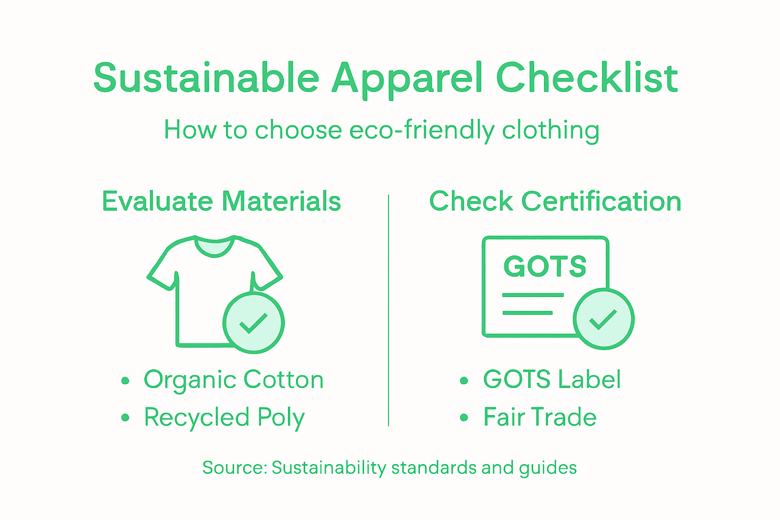 Infographic shows simple sustainable apparel checklist