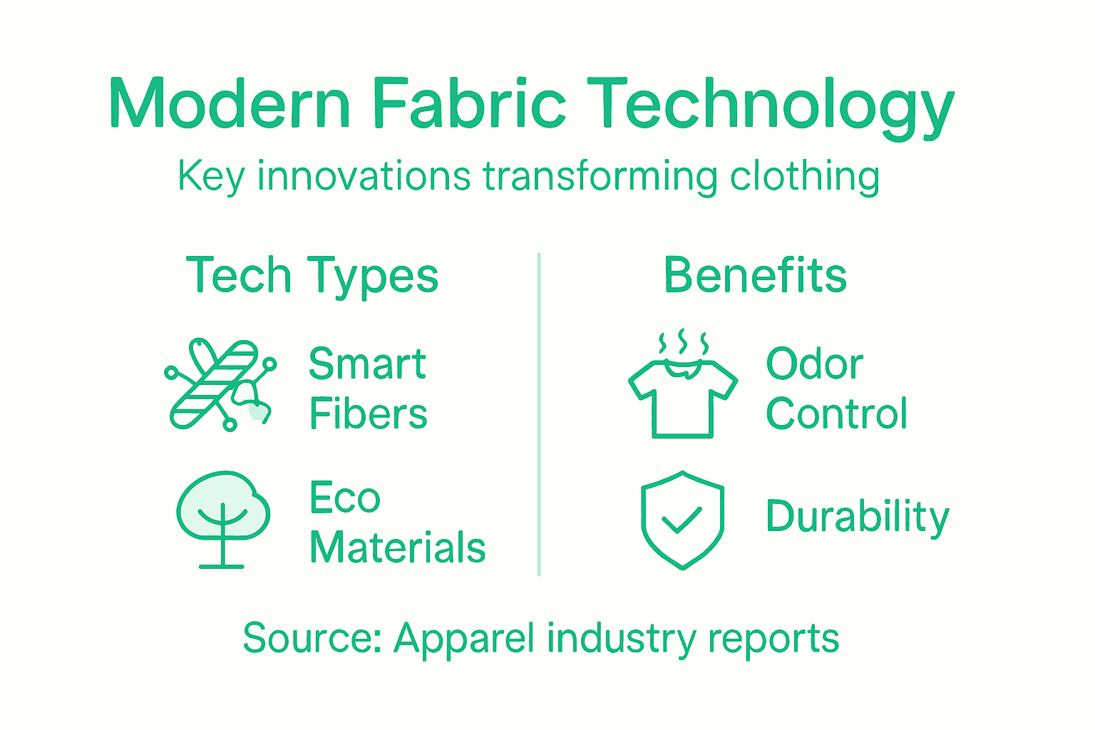 Infographic showing apparel tech types and benefits