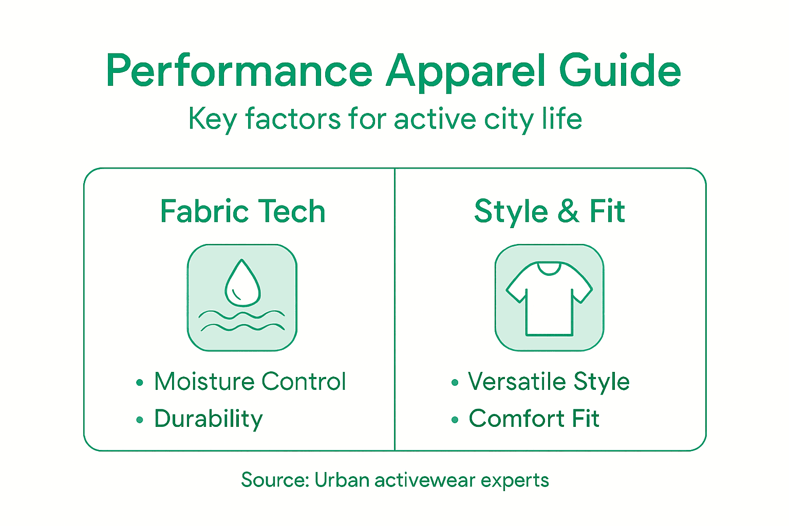 Infographic with main performance apparel criteria