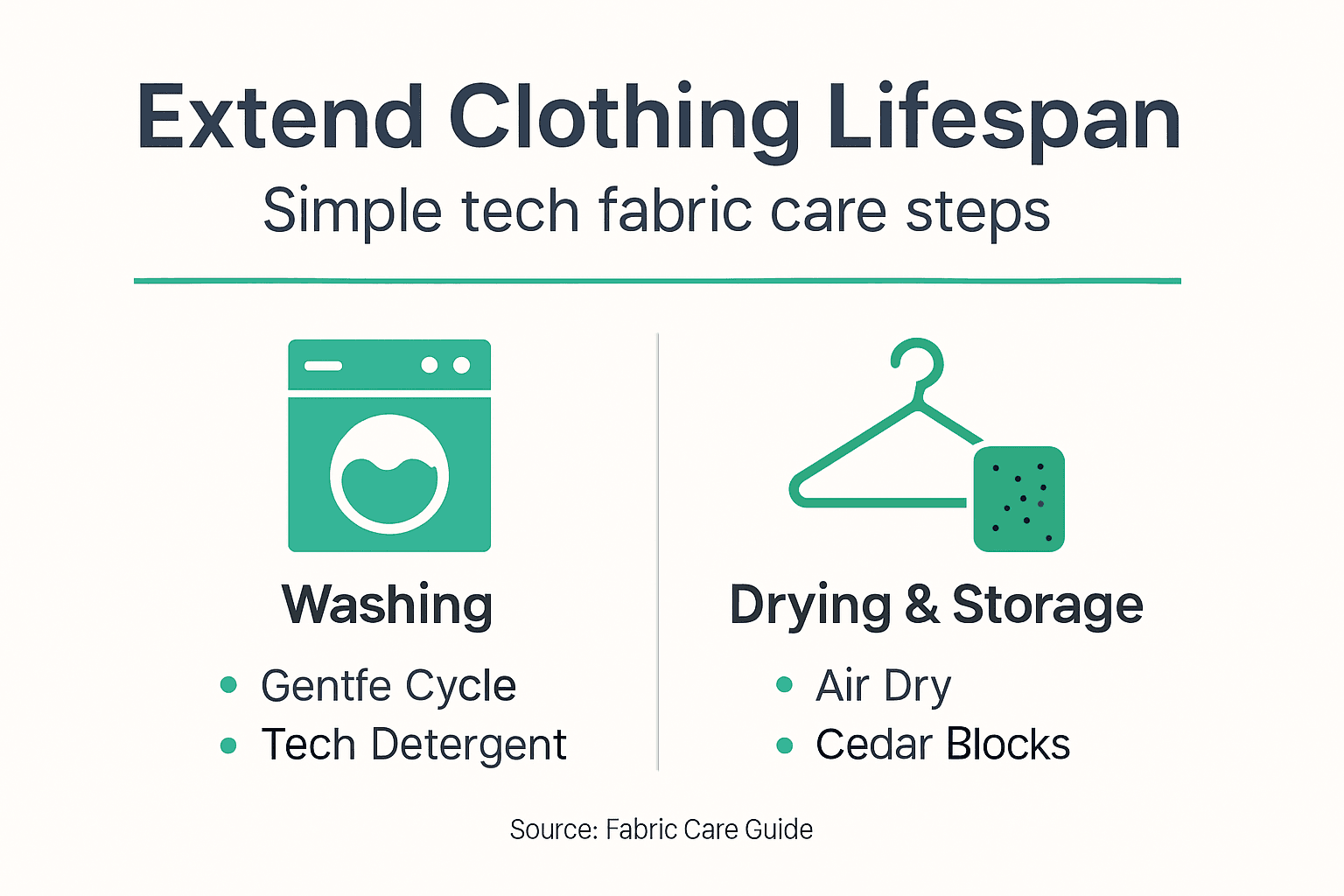 Infographic with tech fabric care steps