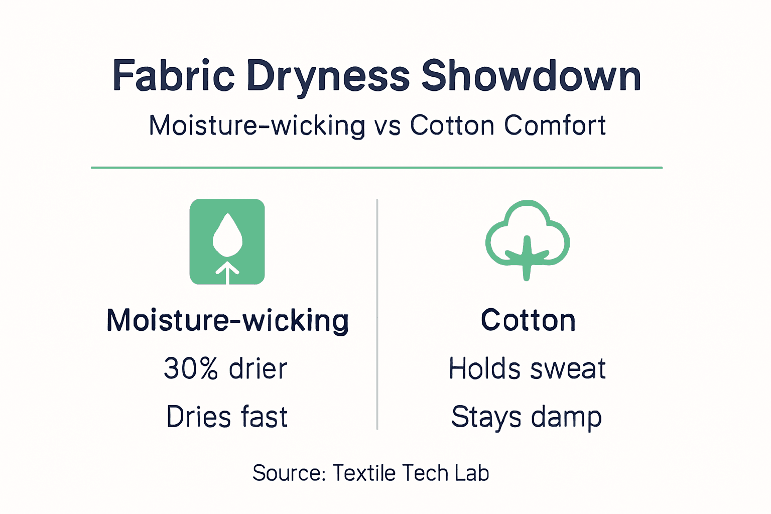 Infographic comparing moisture-wicking and cotton fabrics