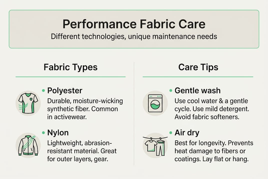 Infographic with fabric types and care tips