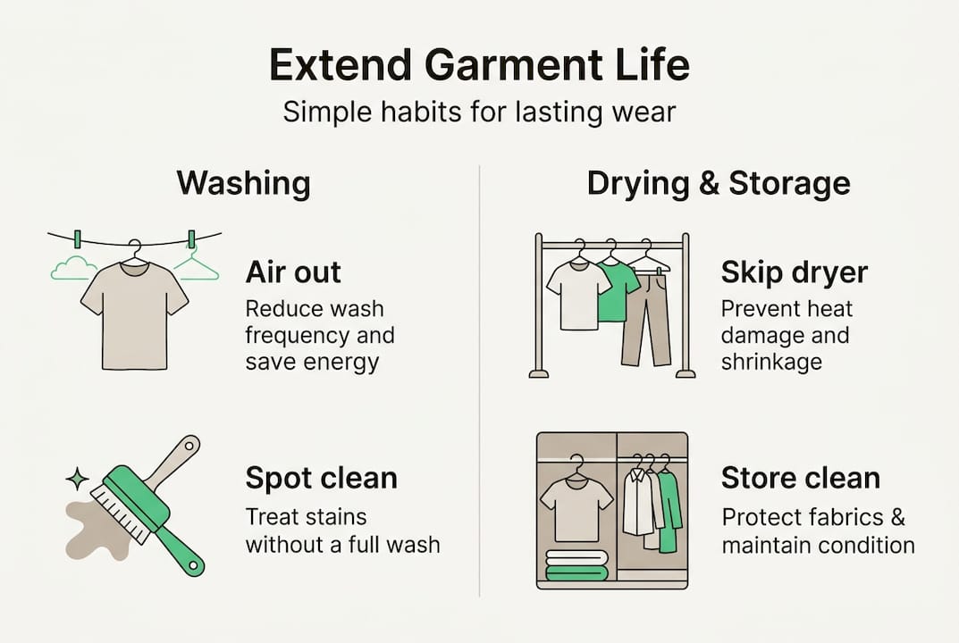 Infographic with key steps for garment longevity