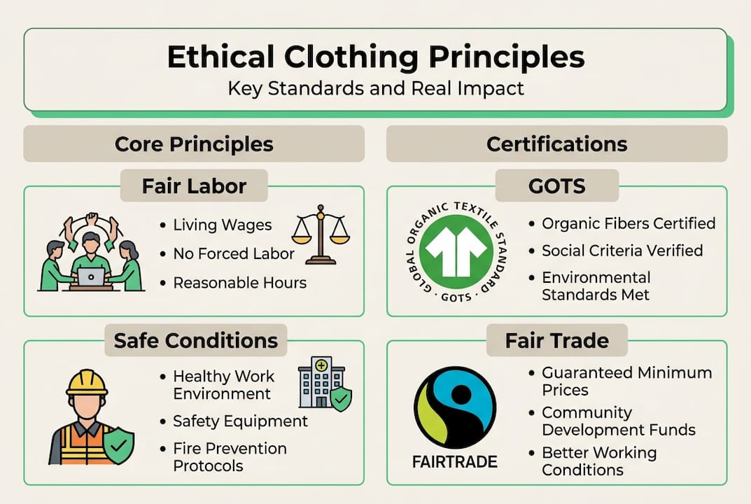 Infographic outlining ethical clothing principles