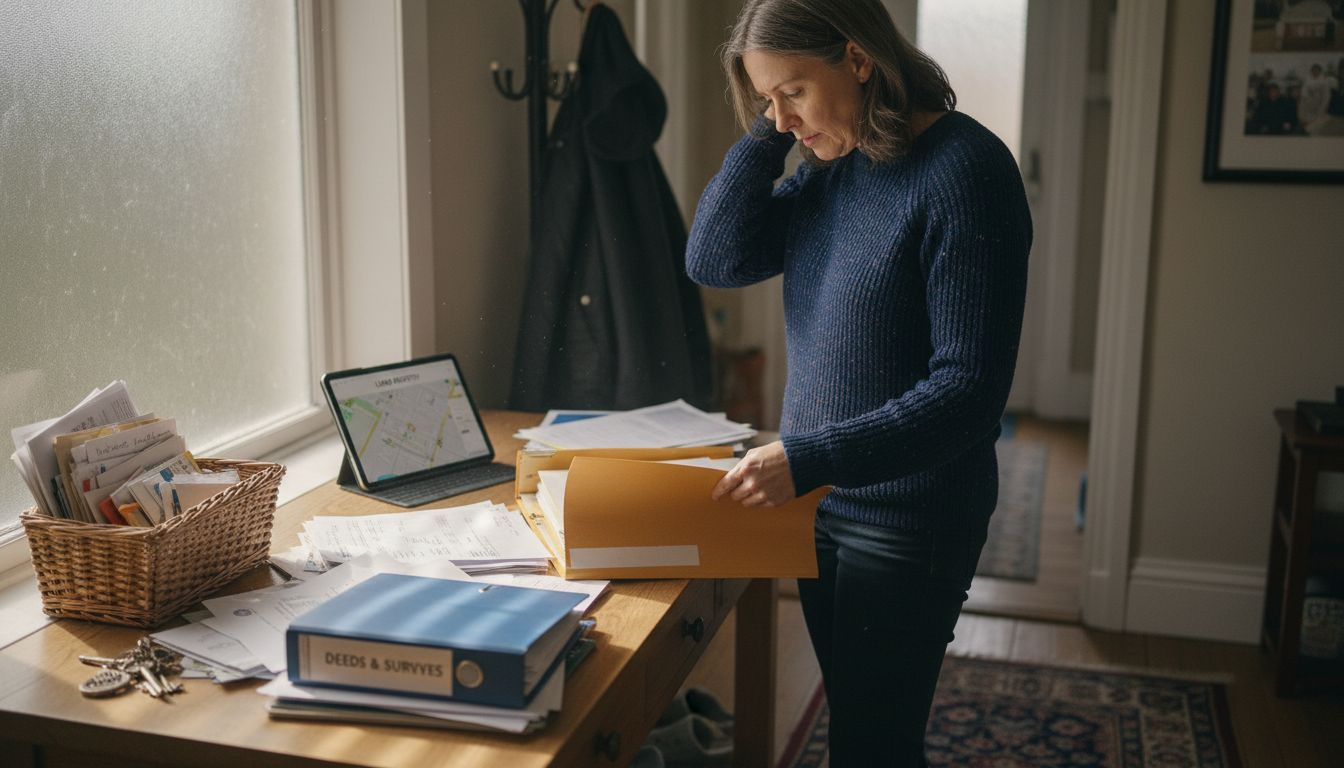 Woman organising extension documents at home