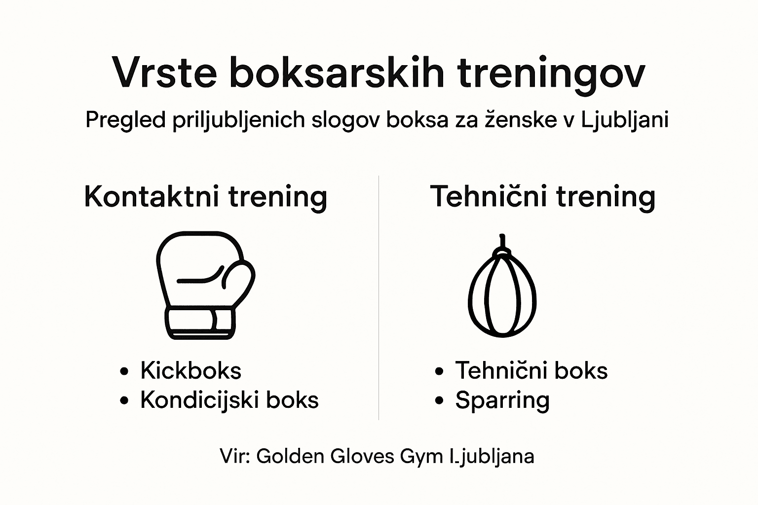 Pregled različnih vrst boksarskih treningov, prilagojenih ženskam – infografika za boljši vpogled