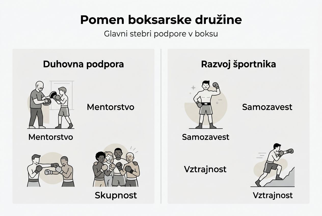 Na infografiki je prikazano, kako pomembna je medsebojna podpora v boksarski družini.