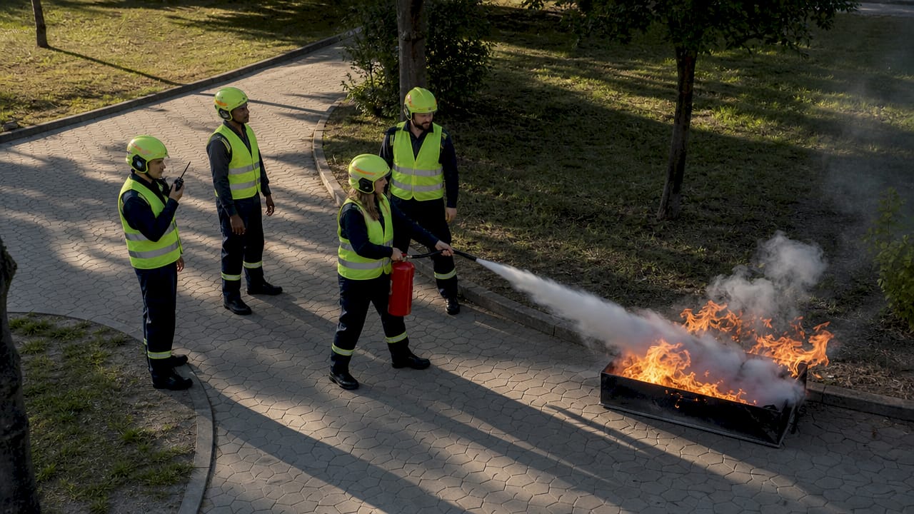 Usposabljanje gasilcev za varstvo pred požarom na terenski vaji