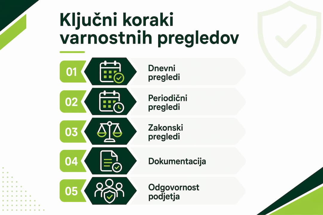 Infografika, ki prikazuje najpomembnejše korake varnostnega pregleda