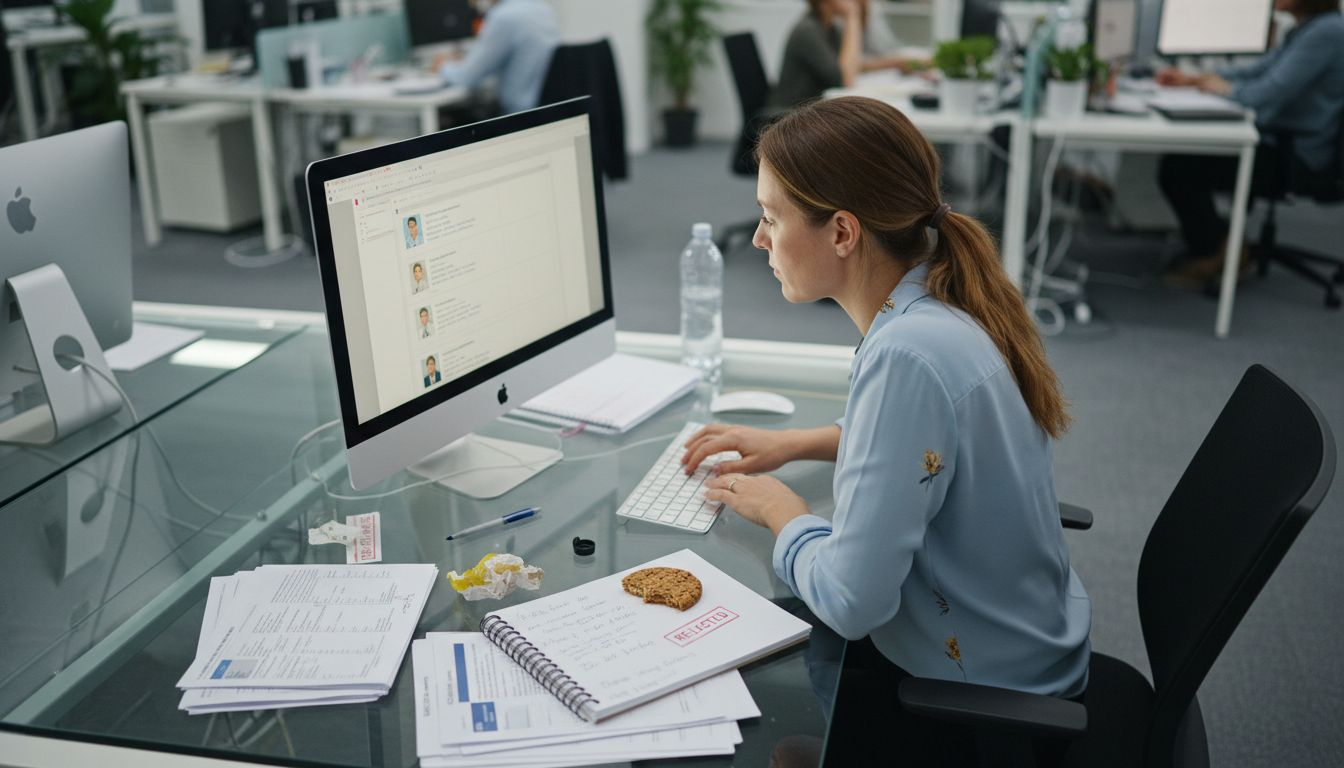 Recruiter sourcing candidates at HR desk