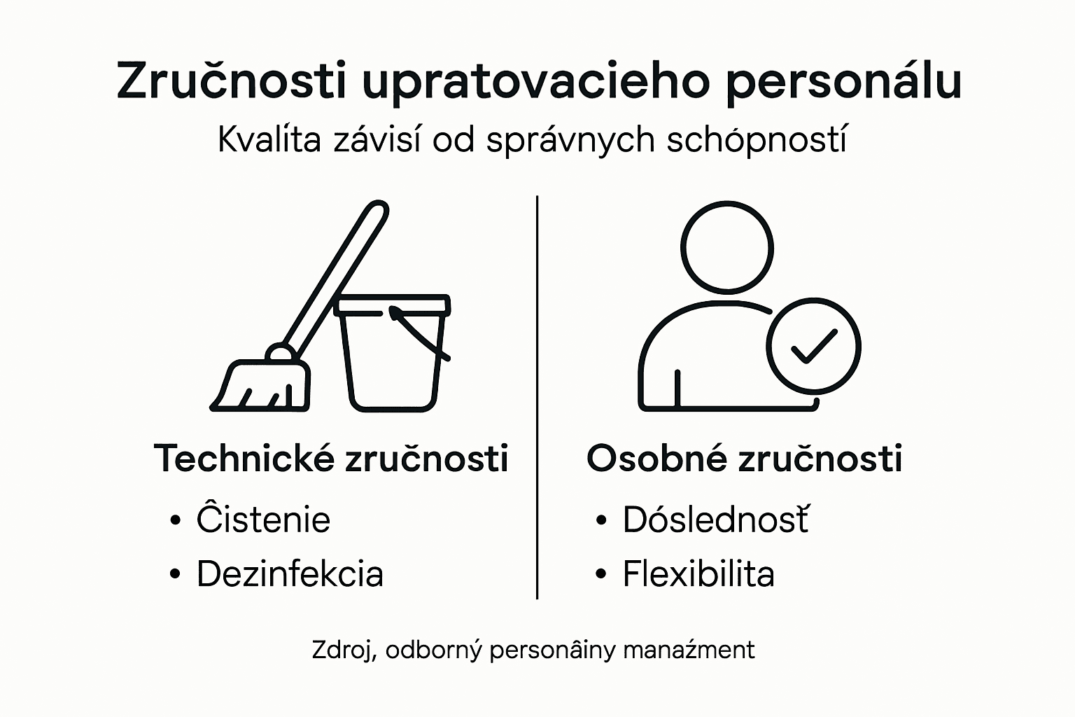 Prehľad najdôležitejších zručností pri upratovaní v podobe prehľadnej infografiky