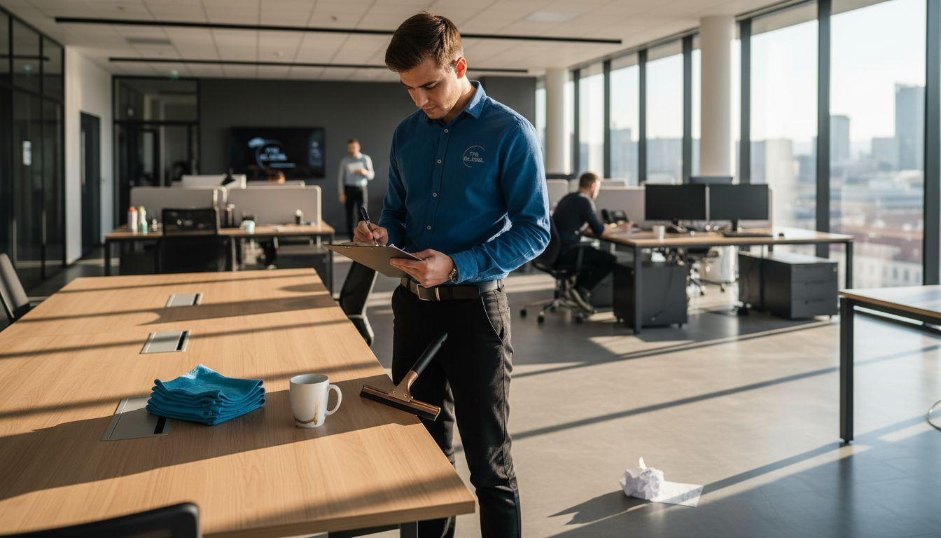 Upratovačka kontroluje, ako prebieha upratovanie kancelárií.