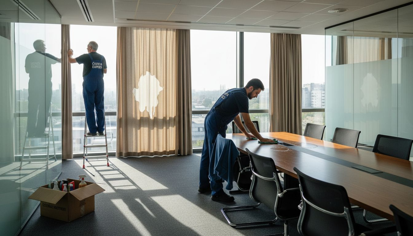 Po jednorazovom zásahu sa upratovací tím pustil do dôkladného čistenia kancelárie.