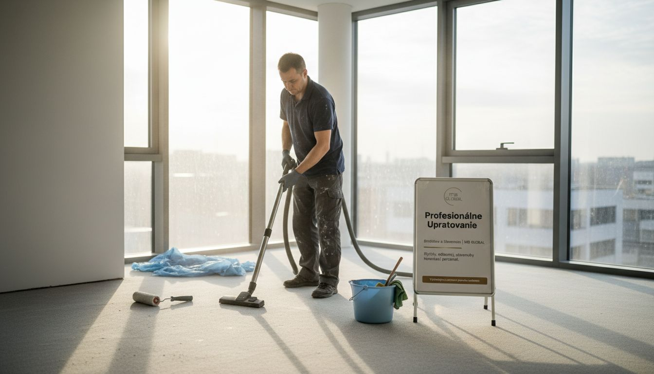 Starostlivé vysávanie rohovej kancelárie po rekonštrukcii