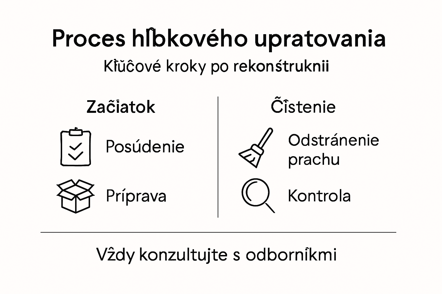 Prehľadný grafický návod, ako postupovať pri veľkom upratovaní po stavebných alebo rekonštrukčných prácach