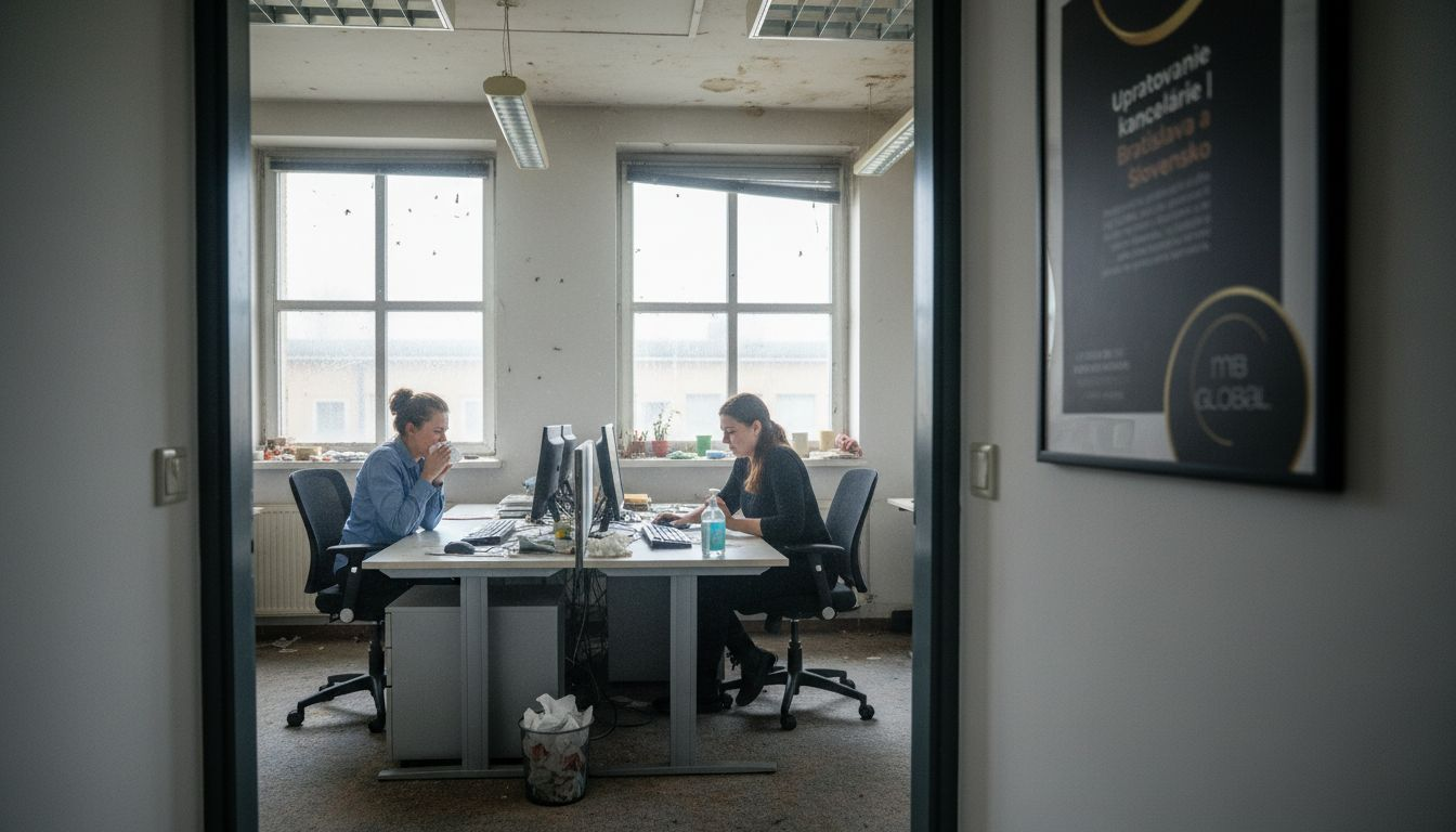 Kancelária plná neporiadku a špiny, ktorá ohrozuje zdravie