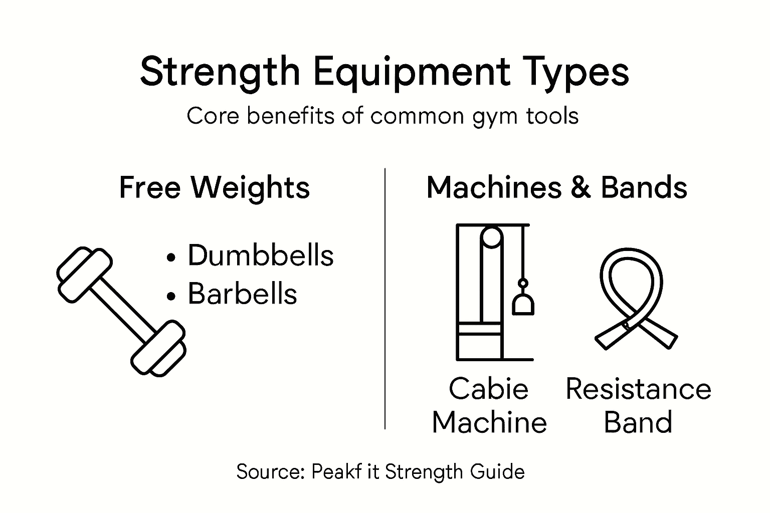 Infographic comparing strength equipment types