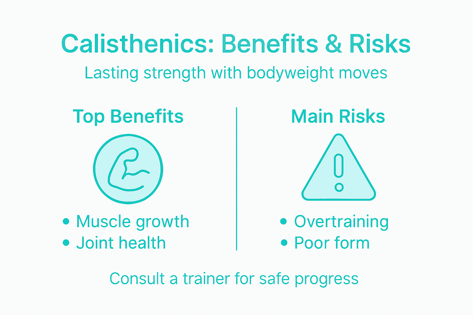 Infographic on calisthenics key benefits and risks
