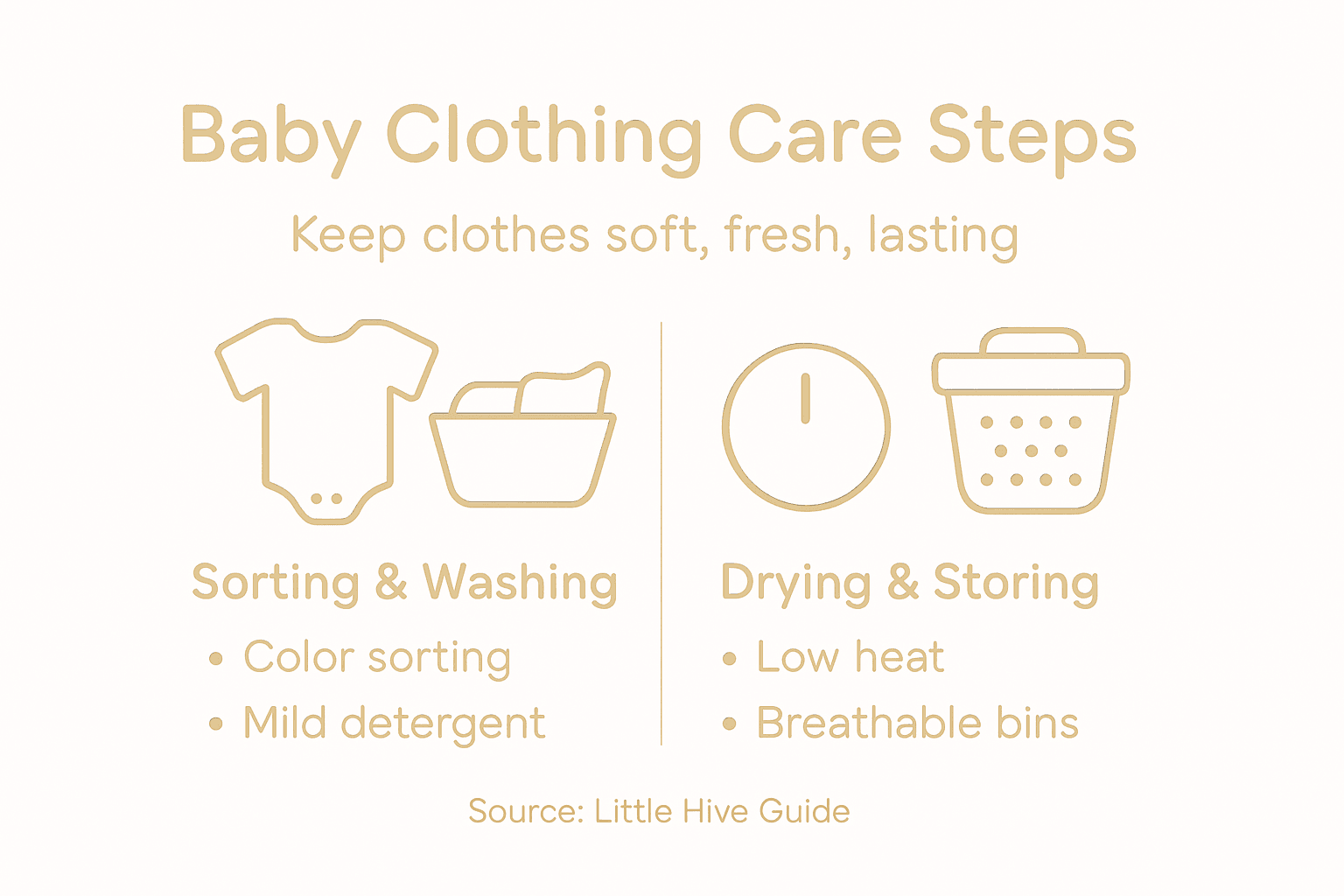 Infographic of babywear care steps with icons