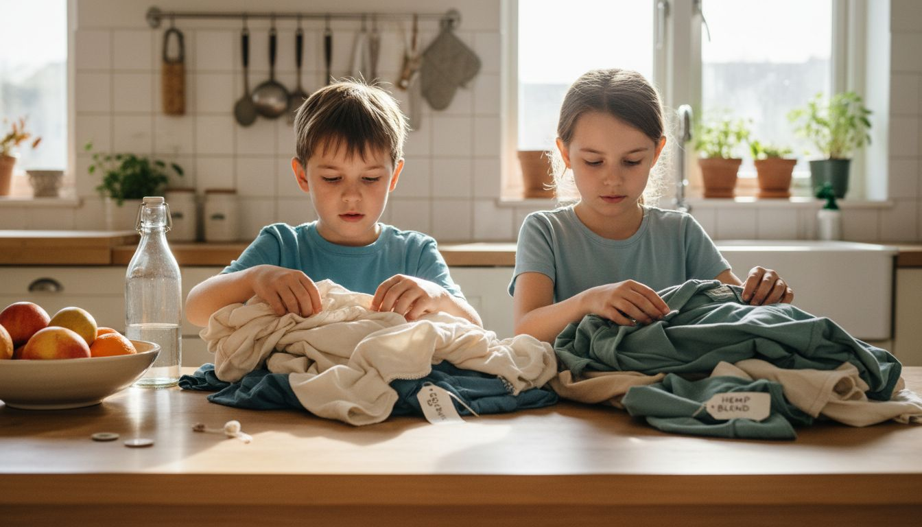 Children choosing eco-friendly clothing materials