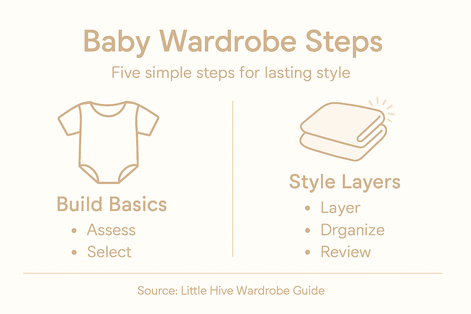 Infographic of five baby wardrobe steps