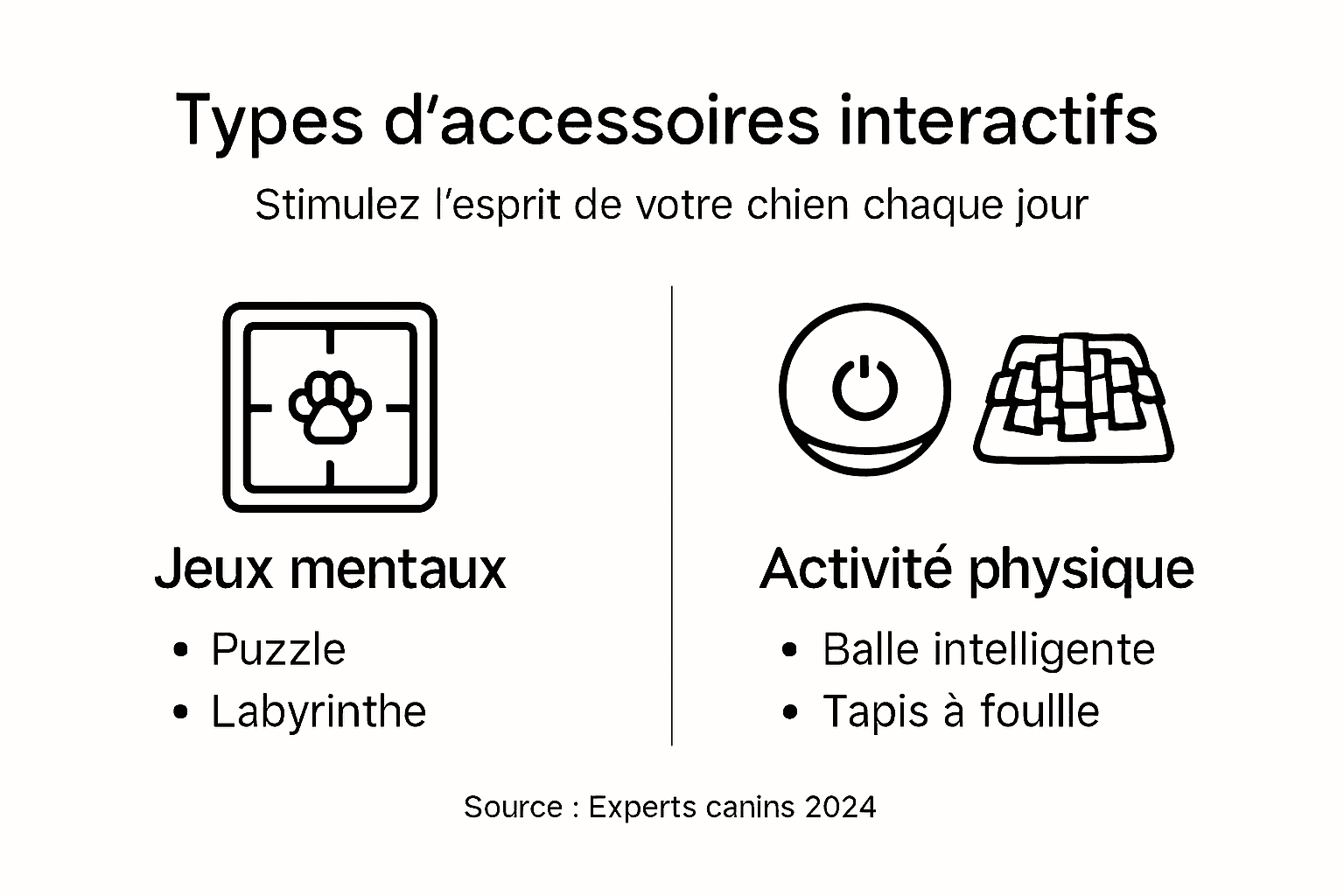 Infographie : les différentes catégories d’accessoires interactifs pour chiens