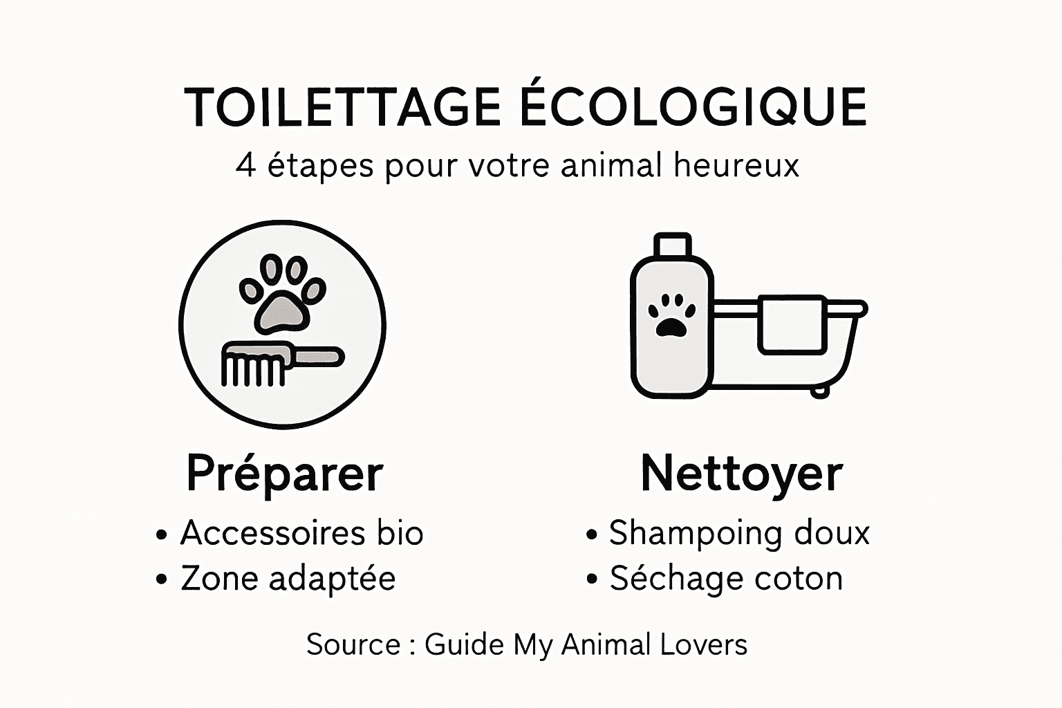 Infographie : les étapes clés pour un toilettage écologique de votre animal