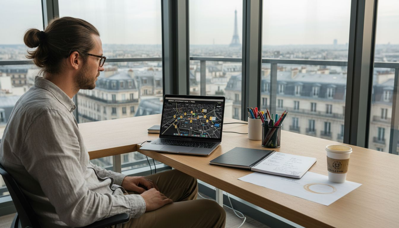 Des passants circulent devant un écran publicitaire numérique détrempé en pleine ville.
