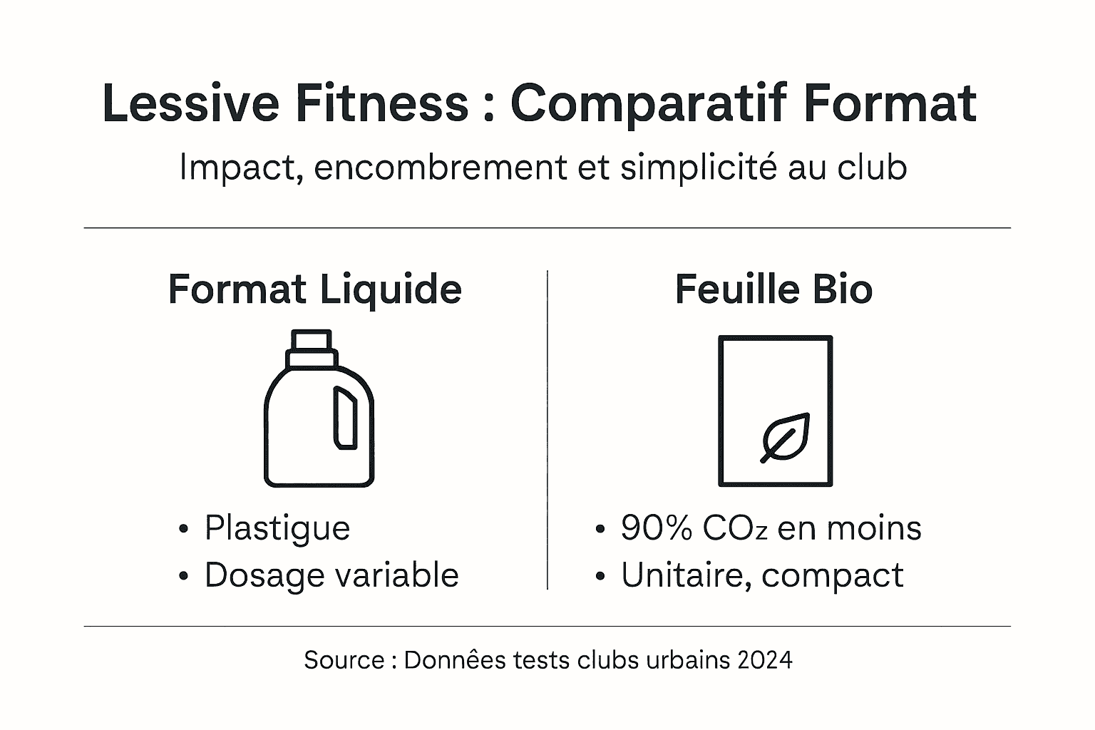 Infographie comparaison lessives gym formats clés