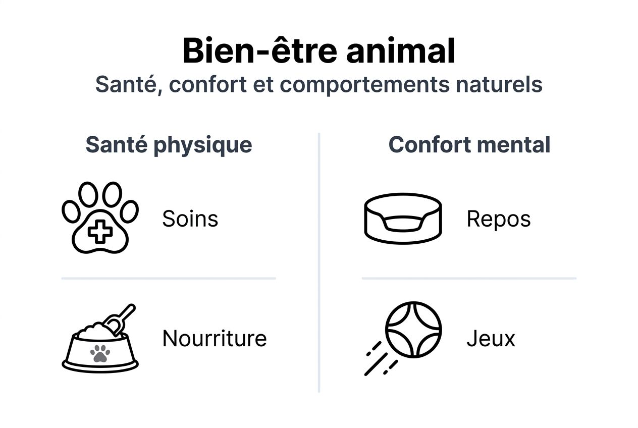 Infographie : l’essentiel du bien-être animal, entre santé physique et équilibre mental