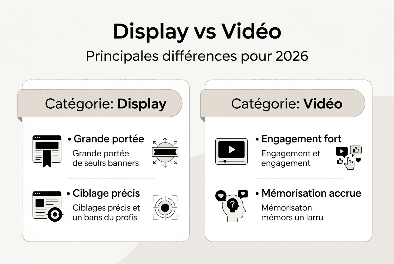 Infographie : comprendre les différences entre publicité digitale display et vidéo