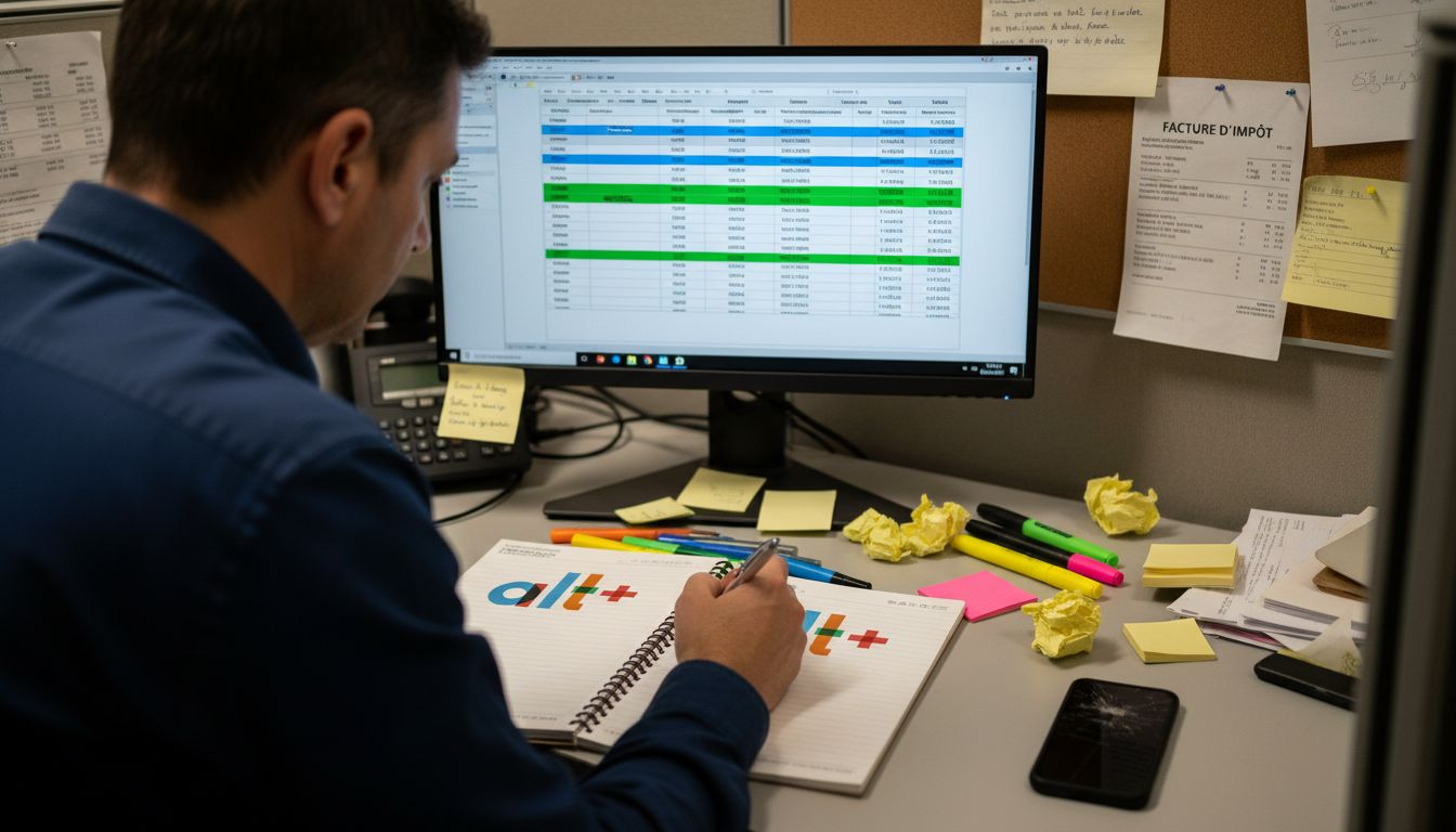 Un responsable étudie en détail le tableau de suivi du budget consacré au marketing digital.