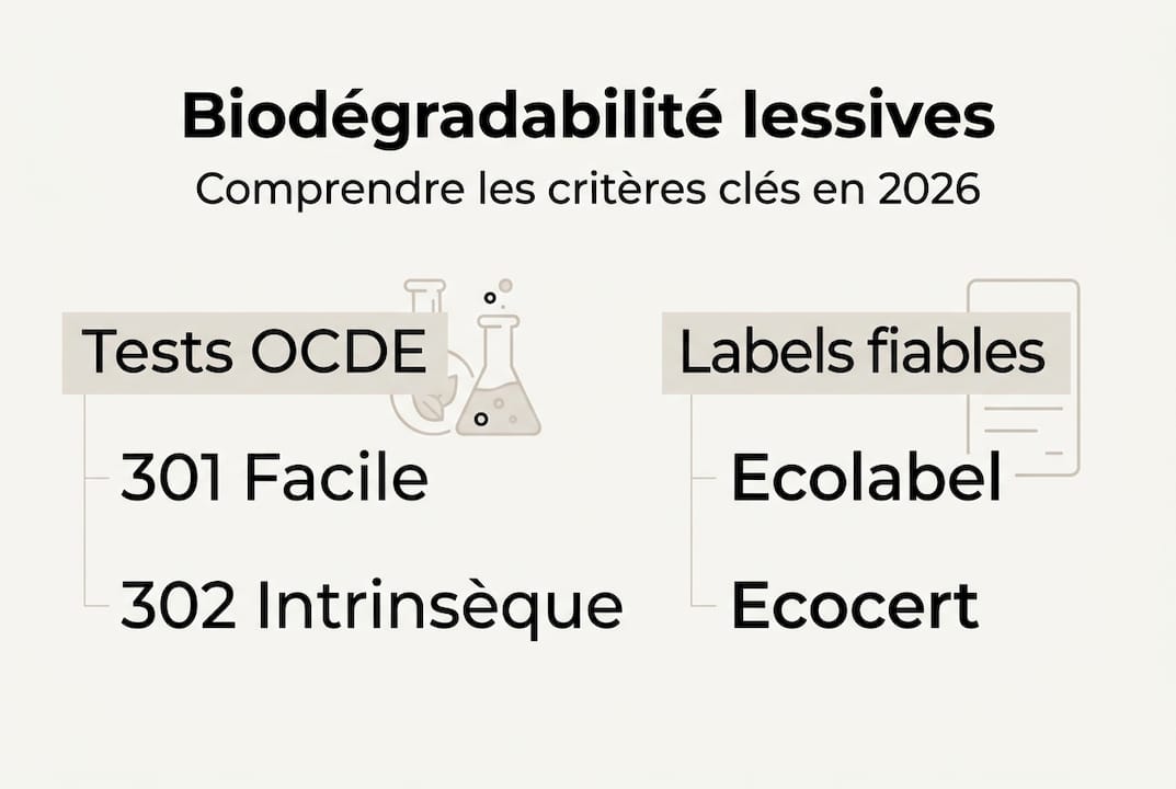 Visuel explicatif : comment reconnaître une lessive vraiment biodégradable ?