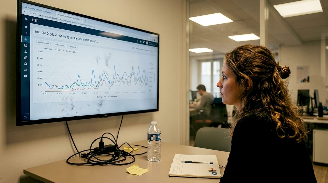 Maîtrisez le programmatique média pour optimiser vos campagnes - Alt+ media Au sein de l’agence, un analyste est chargé de superviser le suivi des enchères programmatiques.