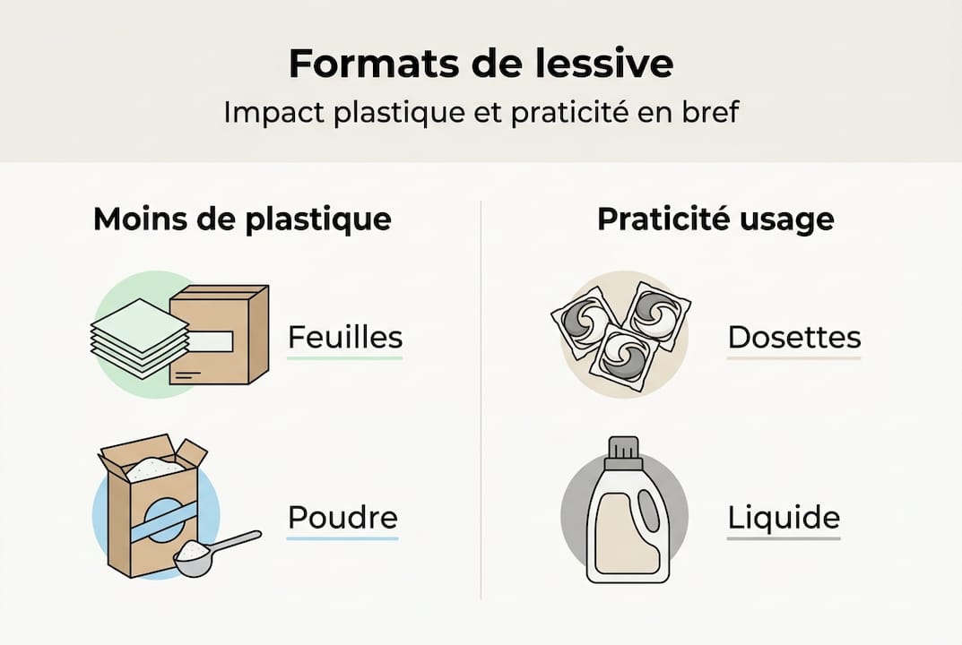 Infographie : comparaison de l’impact environnemental des différents formats de lessive