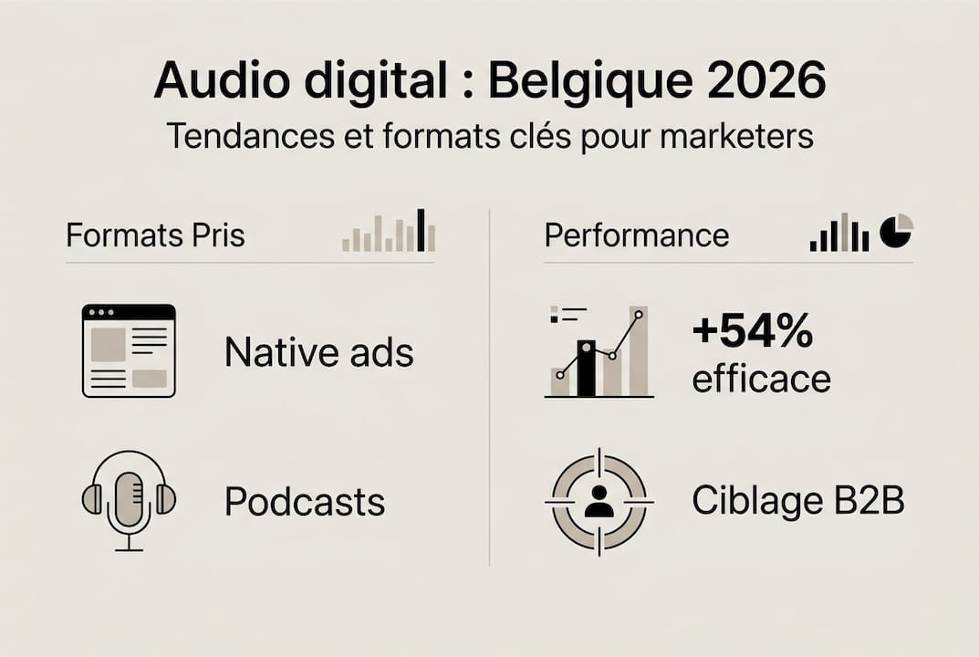 Audio digital : guide complet pour marketers belges 2026 - Alt+ media Panorama des dernières tendances de l’audio digital en Belgique en un coup d’œil