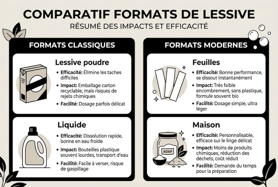 Visuel informatif sur les différentes alternatives écologiques pour la lessive
