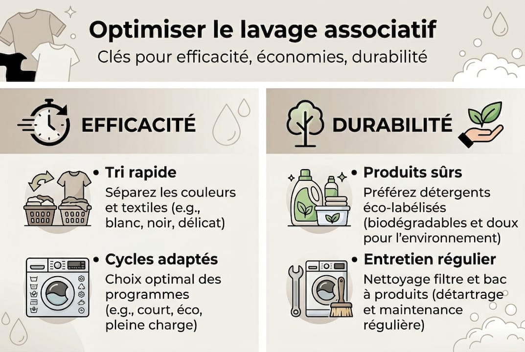 Infographie : comment optimiser le lavage en association