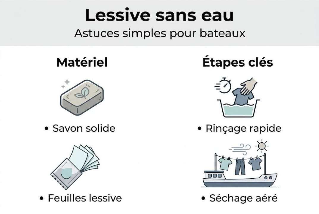 Infographie épurée présentant les étapes essentielles du lavage du linge