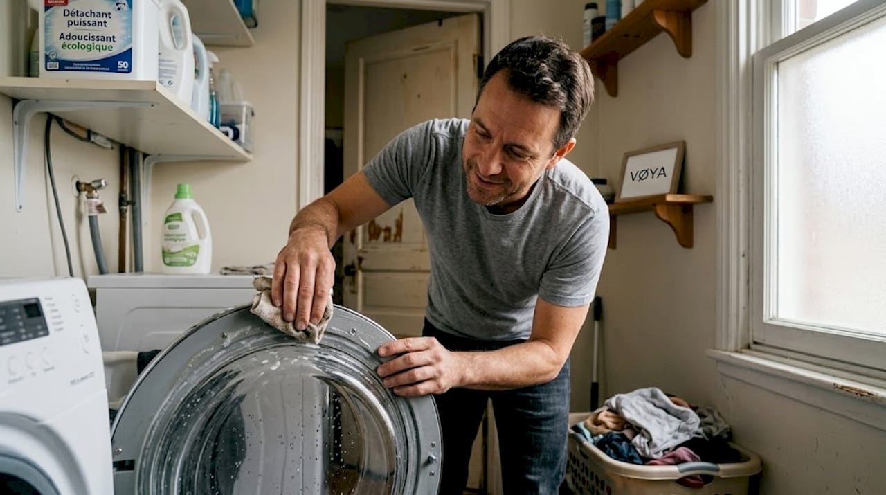 Élimination des traces de lessive dans le tambour de la machine