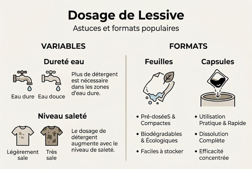 Guide visuel : bien doser sa lessive selon le type et le format