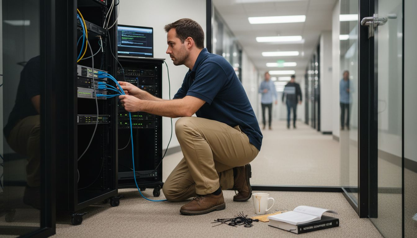 IT specialist managing network equipment upgrades