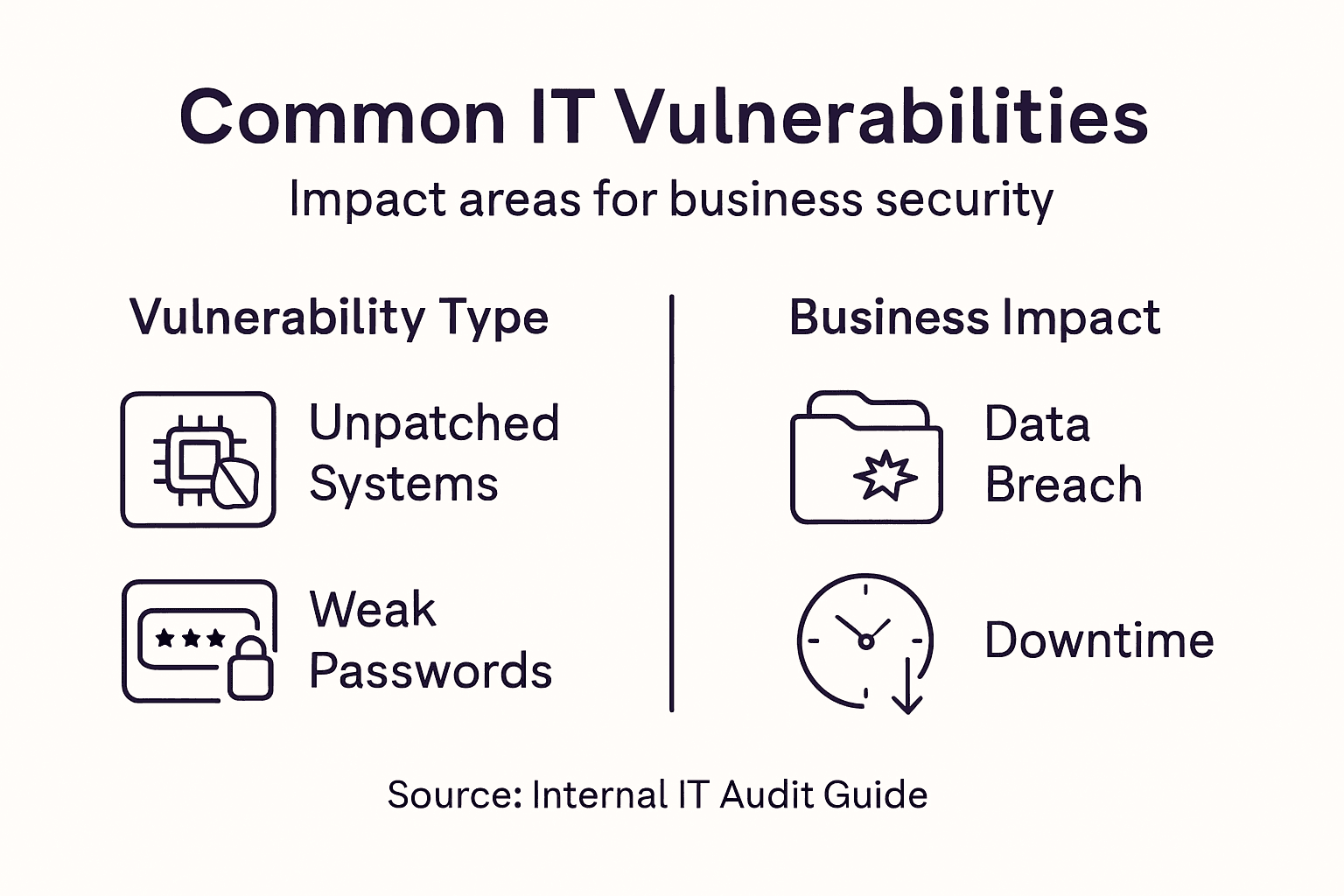 Infographic showing IT vulnerabilities and impacts