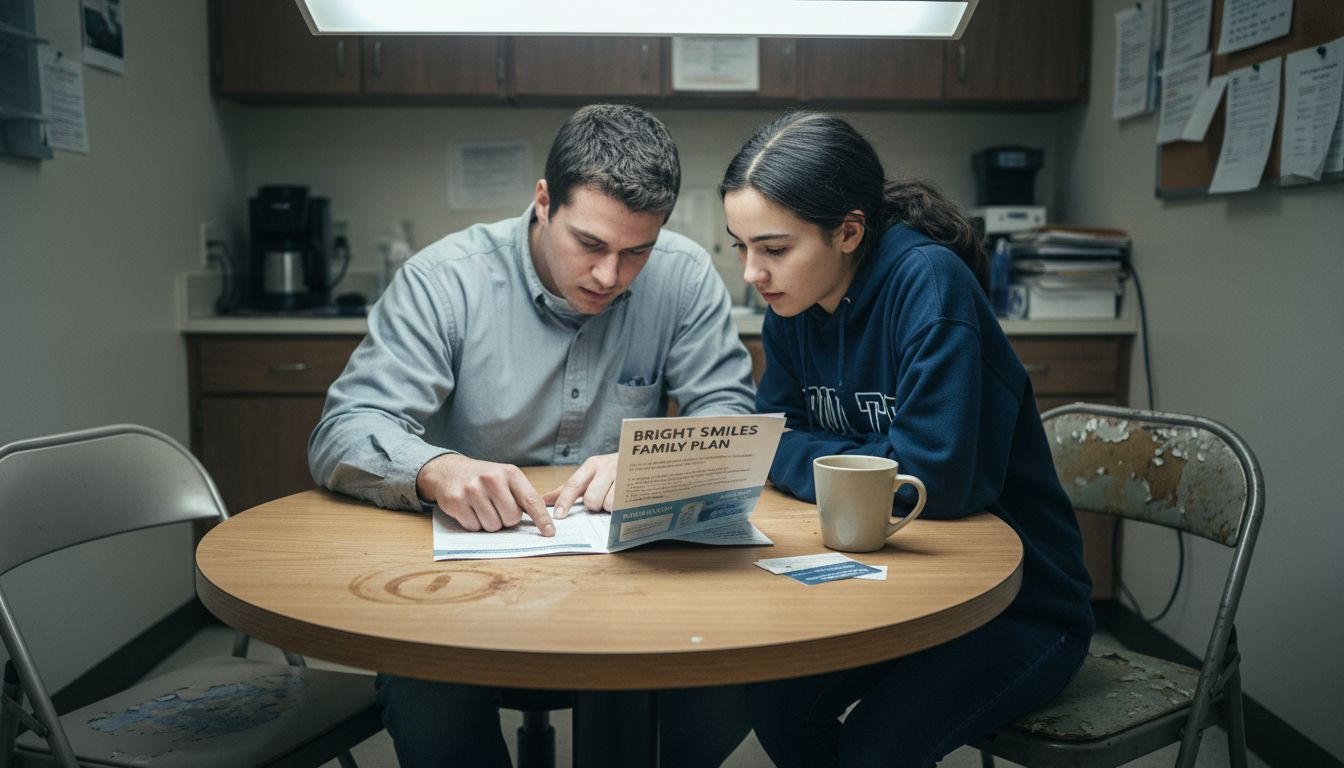Family reviewing dental insurance pamphlet